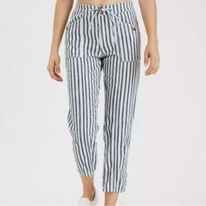 American Eagle High Rise Stripe Cropped Pants Womens Size 2 Tie Waist